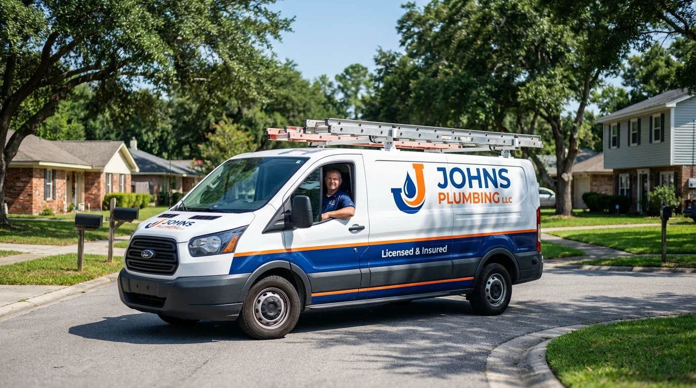 Johns Plumbing LLC service van in Woodlake, CA