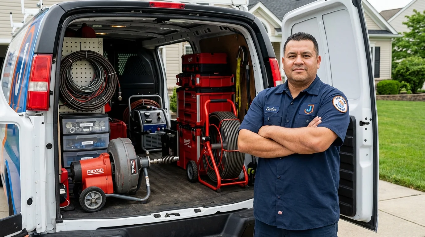 Professional drain cleaning equipment and Johns Plumbing LLC plumber in Woodlake