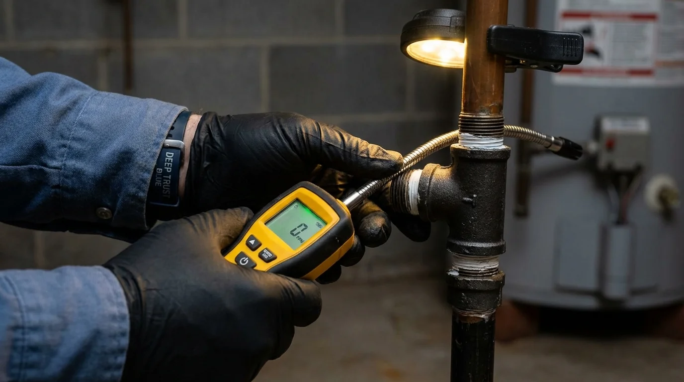 Gas leak detection with electronic sniffer by Johns Plumbing LLC in Woodlake