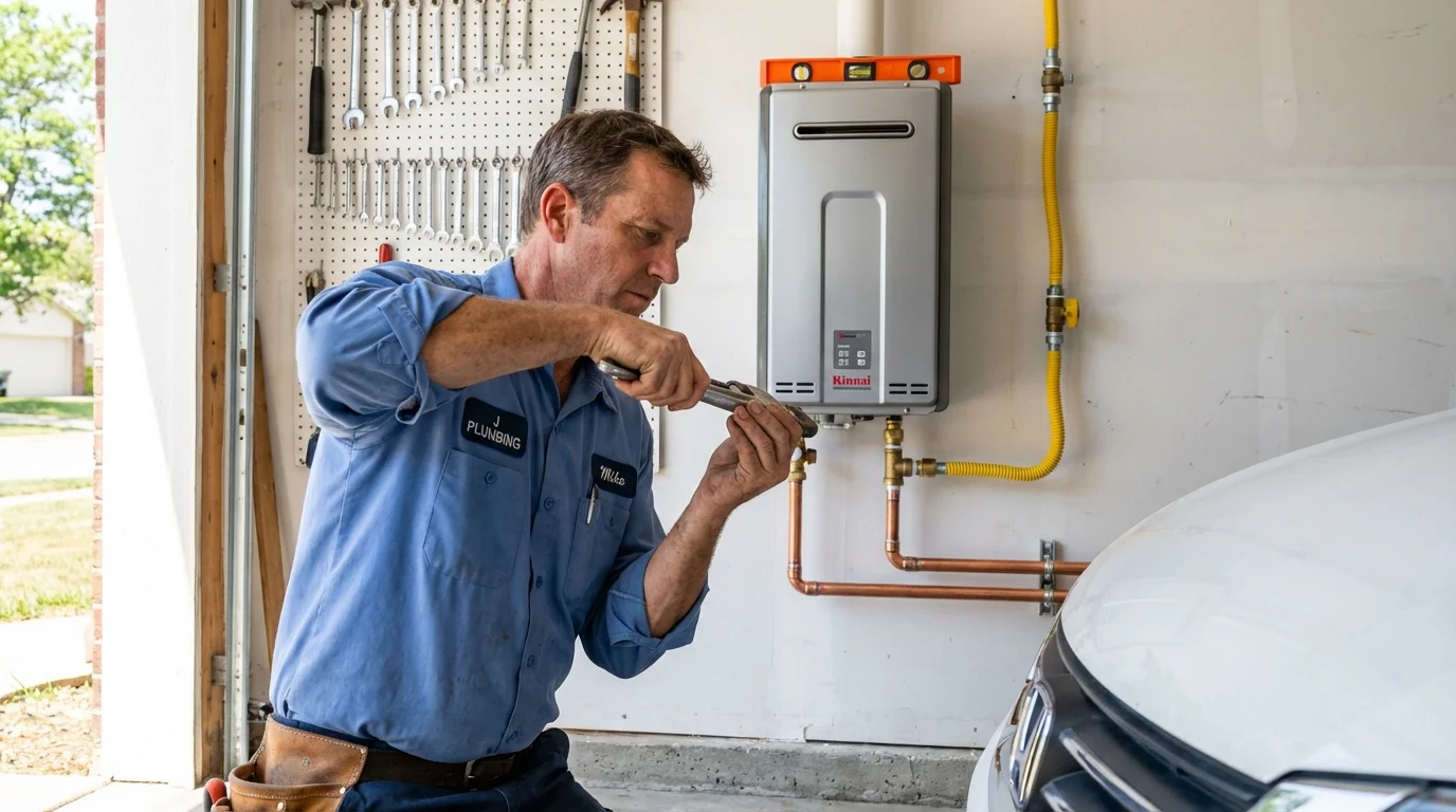 Tankless water heater installation by a Johns Plumbing LLC plumber in Woodlake